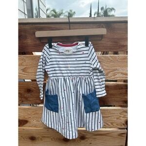 Joules dress. Great quality! Stripes, colorful polkadots and denim pockets. Sz 2
